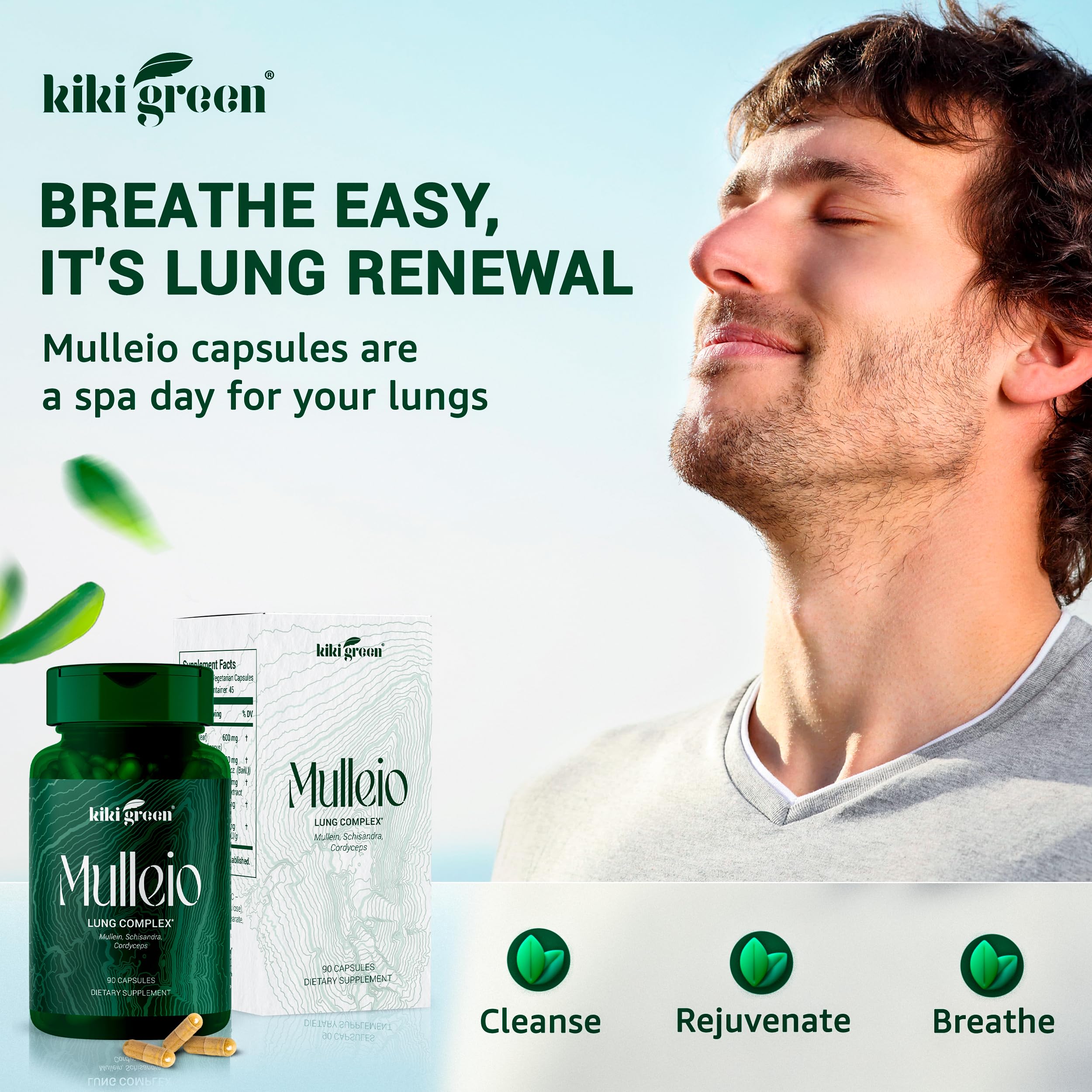 KIKI Green MULLEIO Lung Health Capsules: Herbal Supplement for Lung Cleanse, Better - AB Mystery