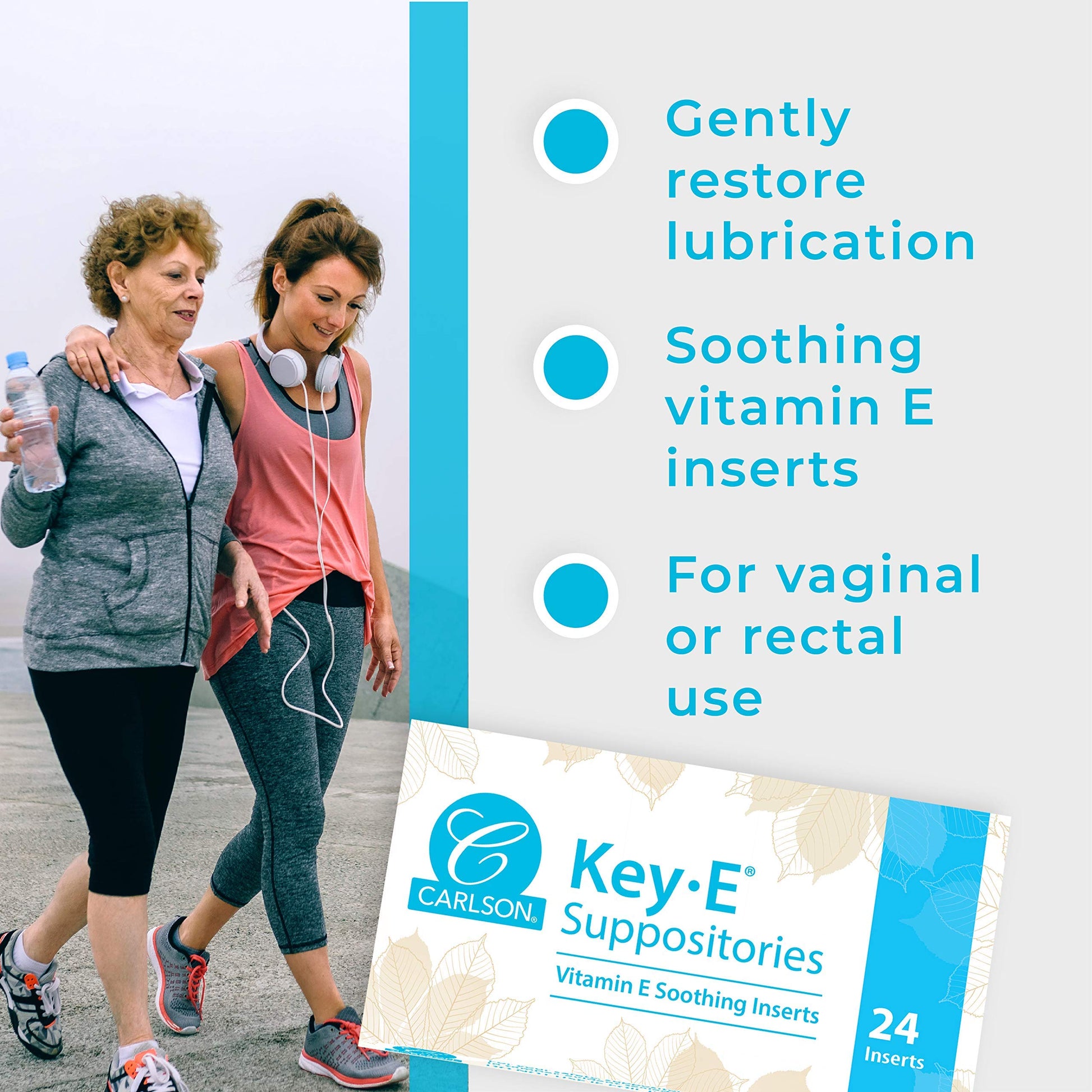 Carlson Labs Key-E Suppositories Vitamin E Soothing Inserts (2 Packages of 24 Inserts, 48Count) - AB Mystery