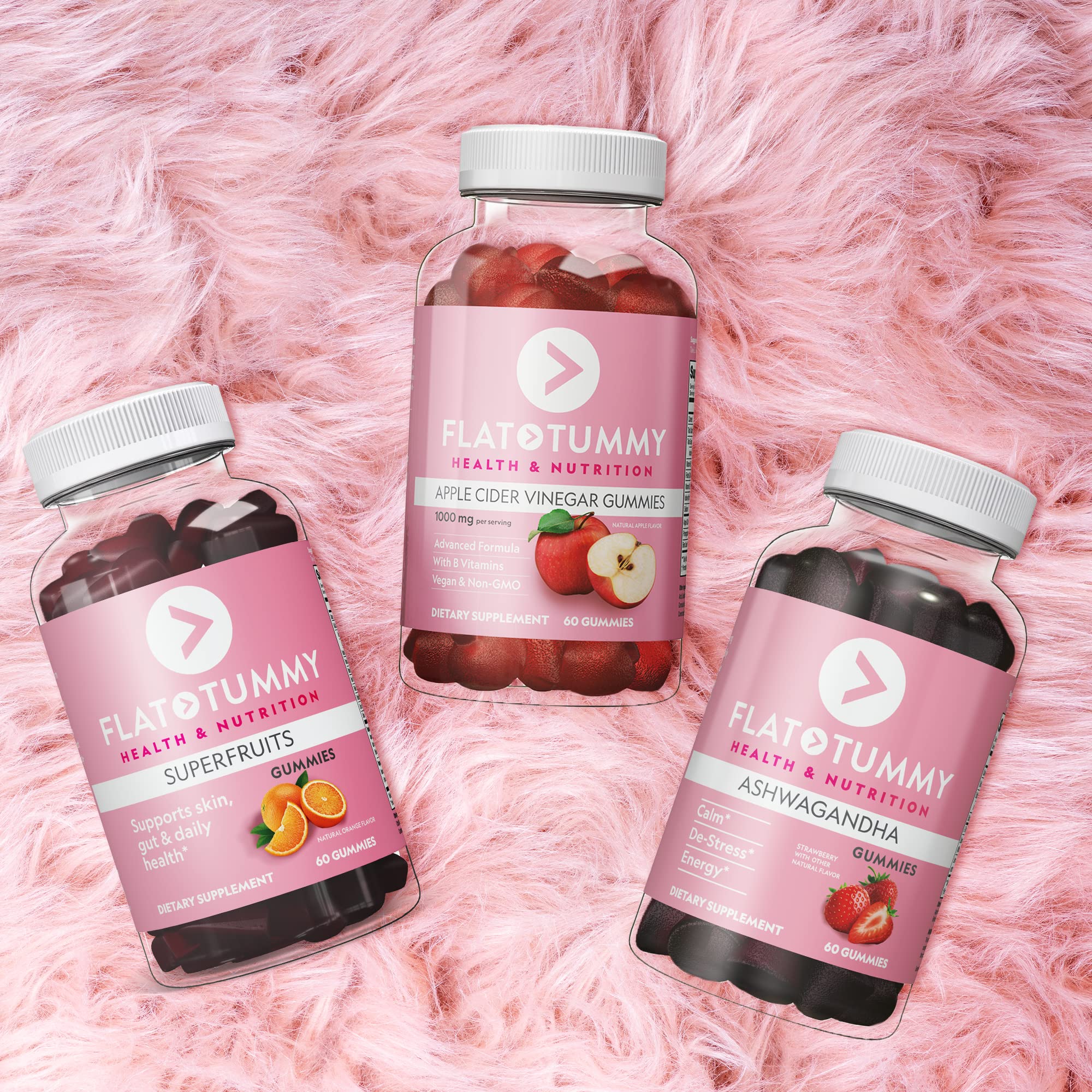 Flat Tummy Gummies Bundle with Apple Cider Vinegar Gummies, Superfruits Gummies - AB Mystery