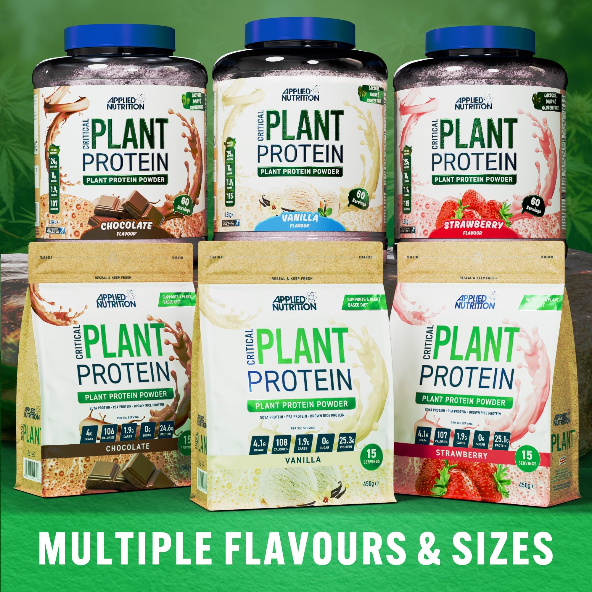 Applied Nutrition Plant Protein Powder – Critical Plant Vegan Protein Shake with SOYA Applied Nutrition