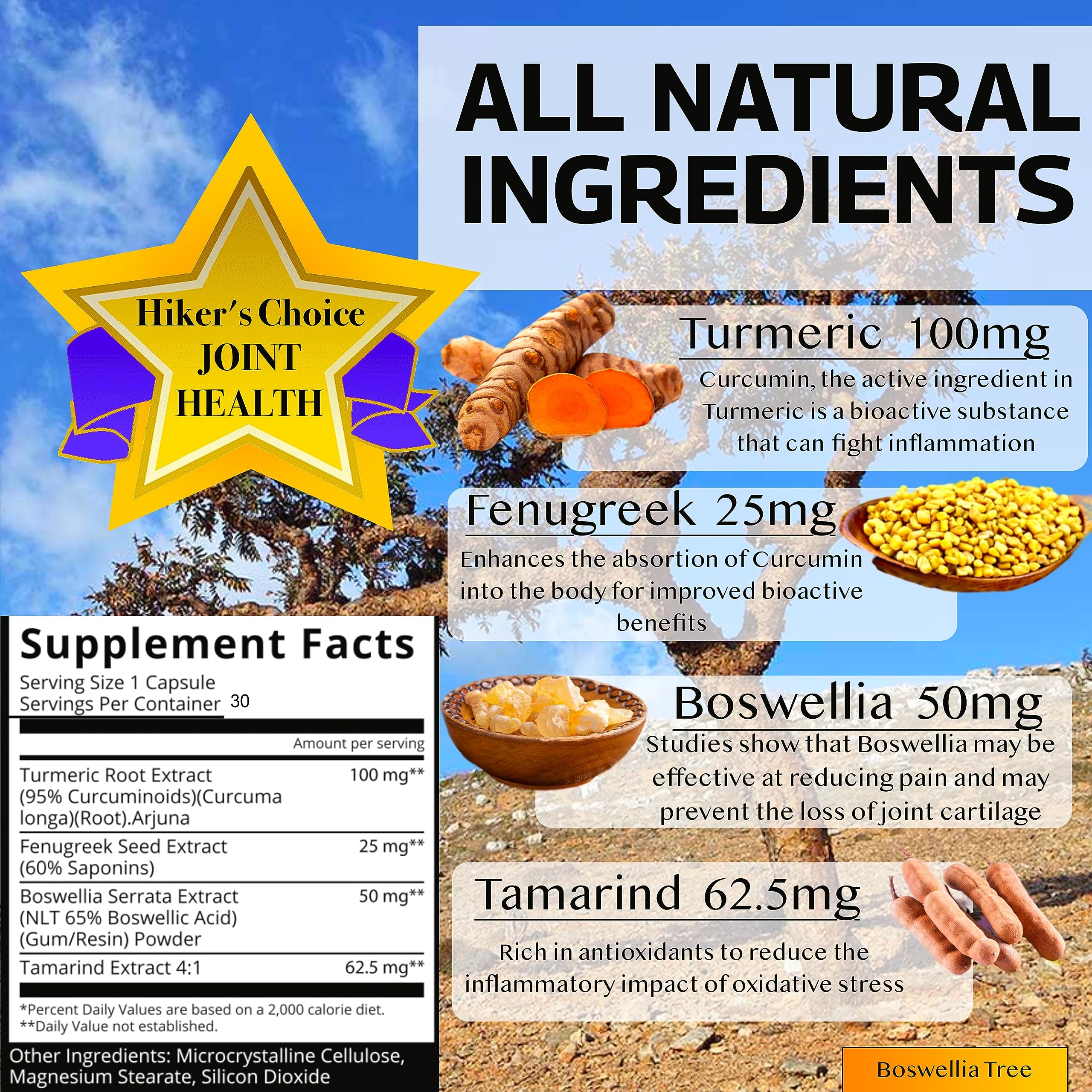 Native Source Joint Support Supplement - Turmeric - Tamarind - Boswellia - Fenugreek - AB Mystery