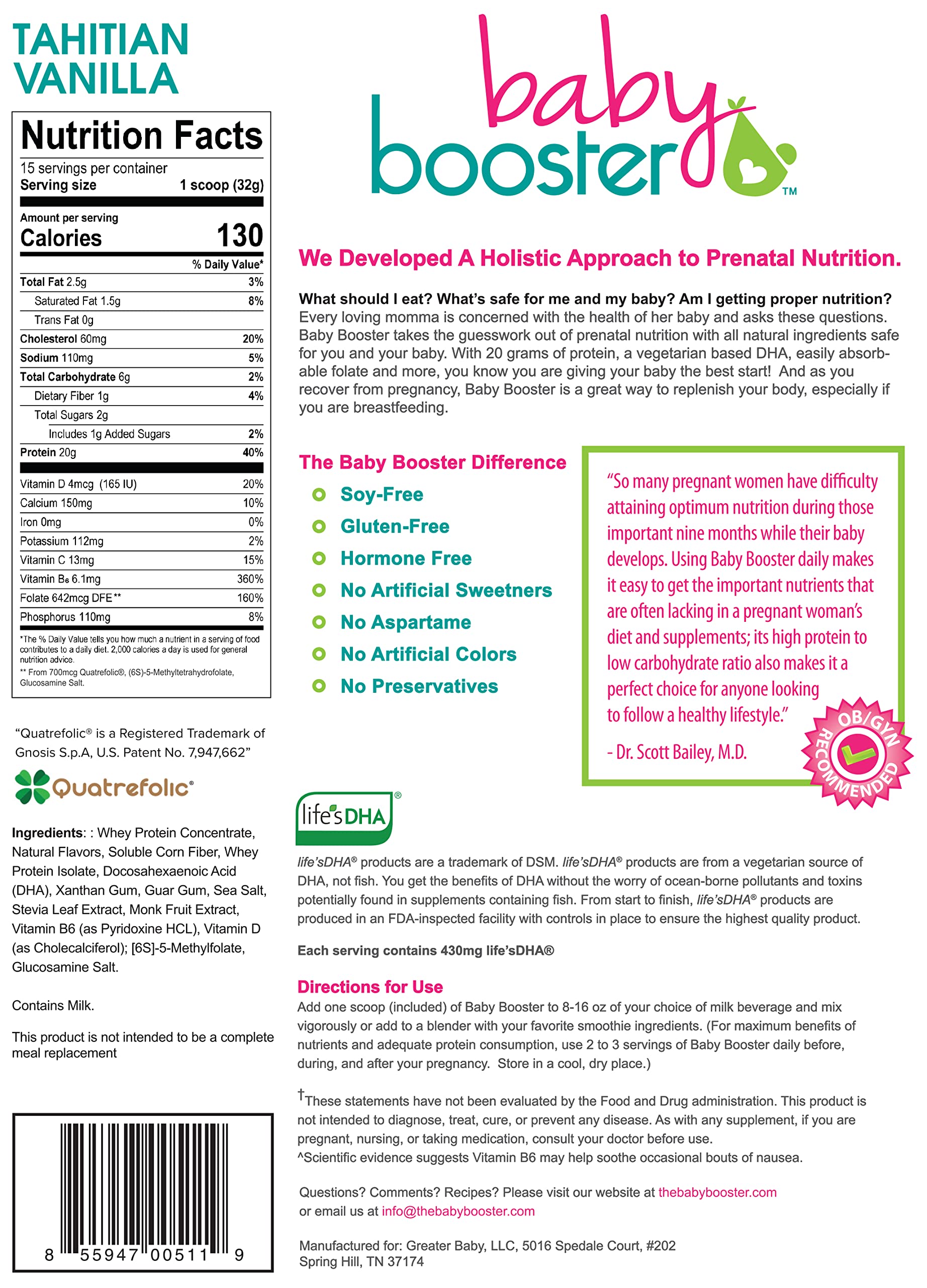 Baby Booster Prenatal Vitamin Supplement Shakes, Tahitian Vanilla and Strawberry Baby Booster