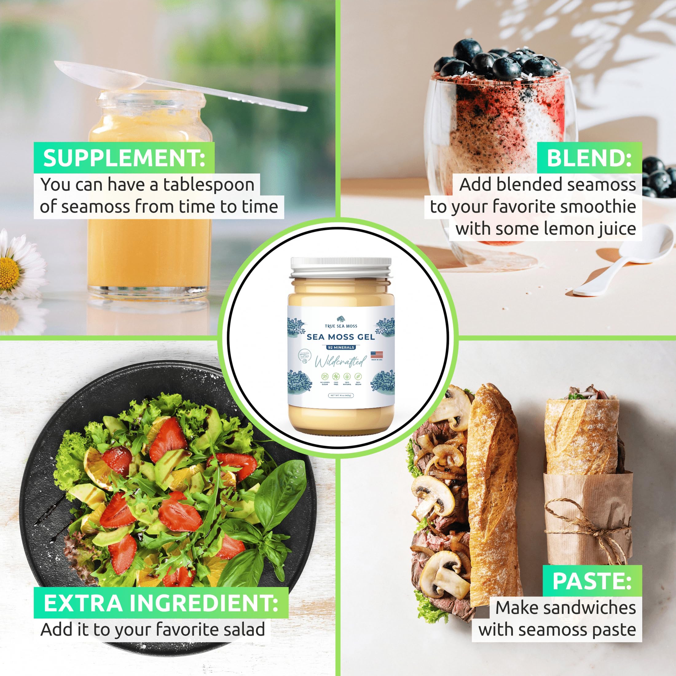 TrueSeaMoss Wildcrafted Irish Sea Moss Gel – Nutritious Raw Seamoss Rich in Minerals - AB Mystery