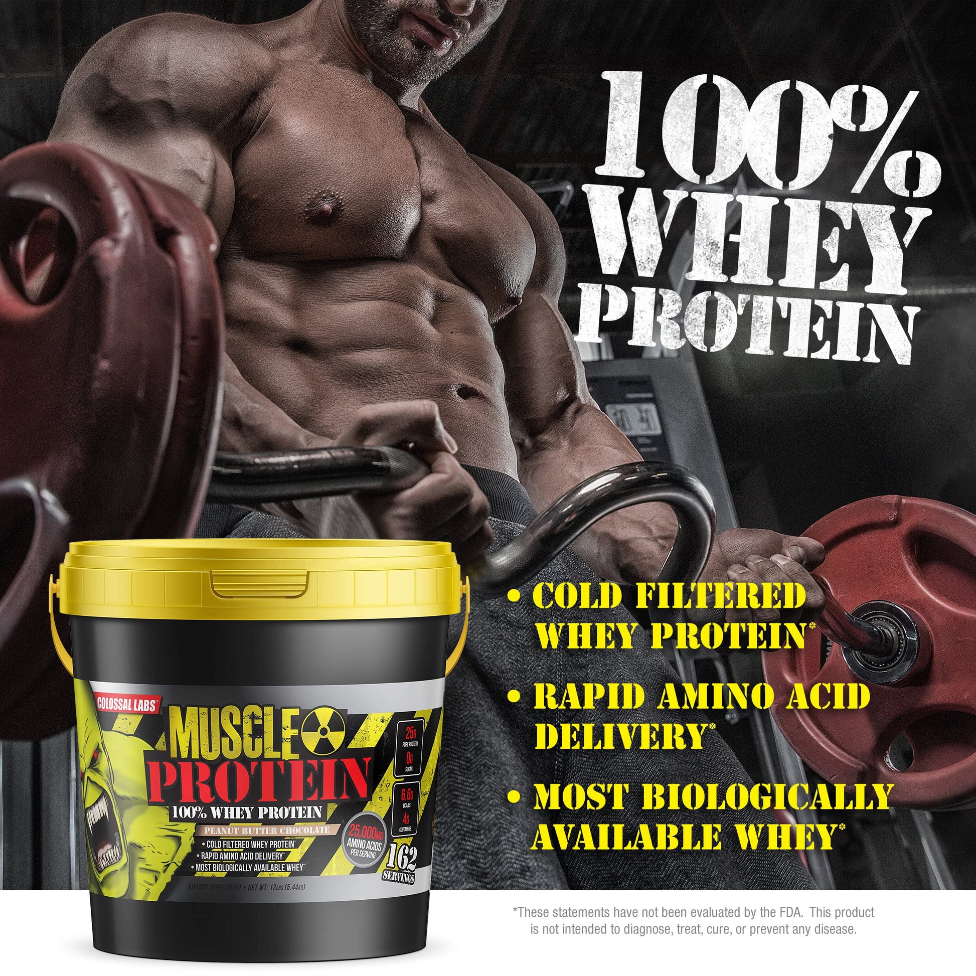 COLOSSAL LABS Muscle Growth Whey Protein [12 lbs/Pack of 1]–Peanut Butter Chocolate - AB Mystery